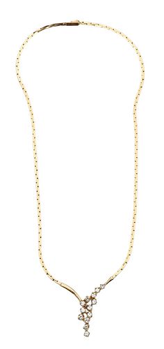 14 KARAT GOLD NECKLACE, HAVING DROP