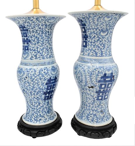 PAIR OF CHINESE BLUE AND WHITE