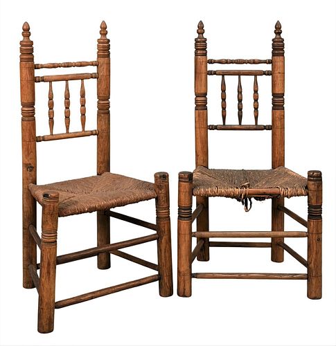 TWO OAK CARVER TYPE SIDE CHAIRS,