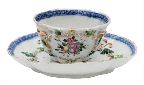 CHINESE EXPORT TEA CUP AND SAUCER,