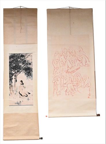 THREE CHINESE SCROLLS WATERCOLORS  377196