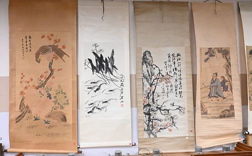 FIVE CHINESE HAND PAINTED SCROLLS  37719c