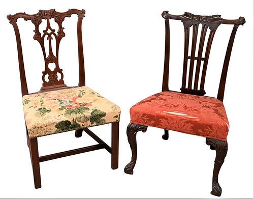 TWO MAHOGANY CHIPPENDALE STYLE