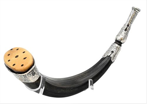 CONTINENTAL SILVER POWDER HORN  3771e3