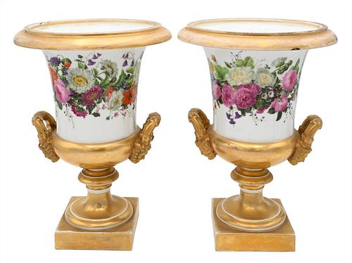 PAIR OF FRENCH PORCELAIN URNS  3771e5