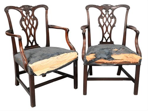 PAIR OF GEORGE III MAHOGANY ARMCHAIRS  3771fc