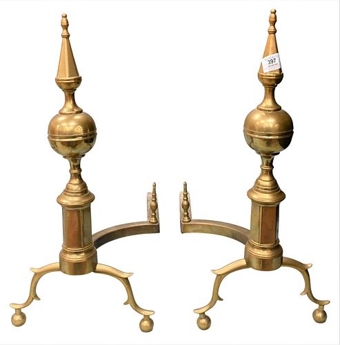 PAIR OF FEDERAL BRASS STEEPLE TOP