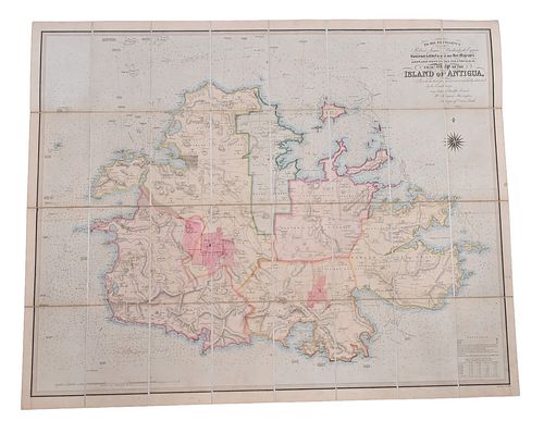 MAP OF ANTIGUA 1852 WM MUSGRAVE 377217