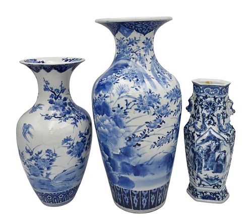 THREE BLUE AND WHITE PORCELAIN