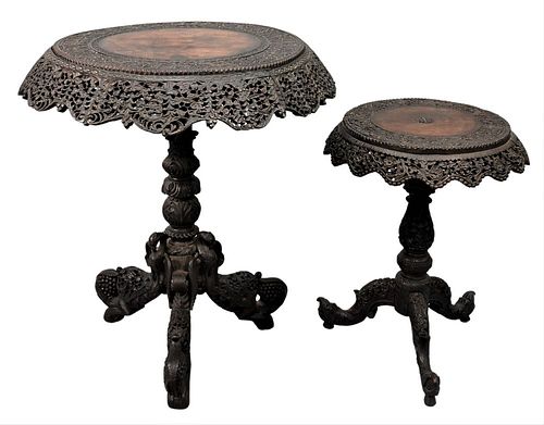 TWO ANGLO INDIAN CARVED STANDS  377251