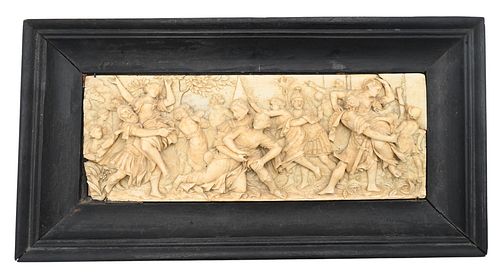 CARVED IVORY PLAQUE OF TOWNSPEOPLE