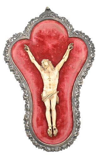 CARVED IVORY FIGURE OF JESUS FRAMED 377277