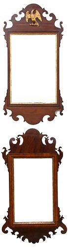 TWO MAHOGANY CHIPPENDALE MIRRORS,