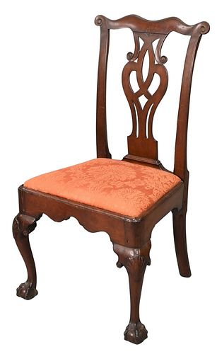 CHIPPENDALE MAHOGANY SIDE CHAIR  3772bd