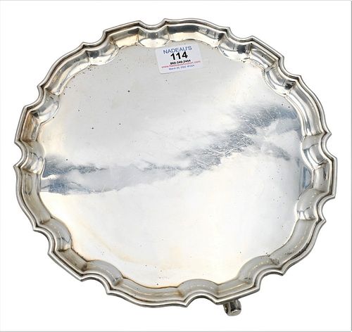 ENGLISH SILVER SALVER ON THREE 377329