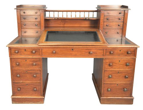 GEORGE IV MAHOGANY DESK, IN FIVE