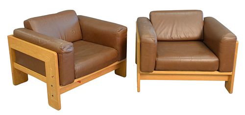 PAIR OF TOBIA SCARPA LOUNGE CHAIRS HAVING