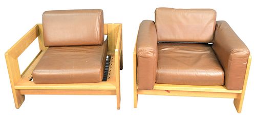 PAIR OF TOBIA SCARPA LOUNGE CHAIRS HAVING