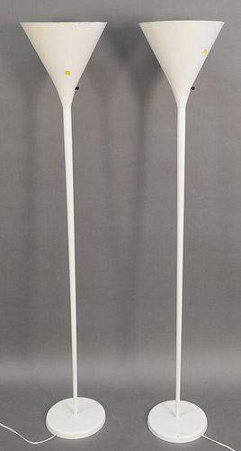 PAIR OF WHITE INDIRECT FLOOR LAMPS  379abd