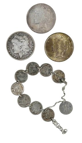 TEN SILVER DOLLARS AND LOVE TOKEN 379acb