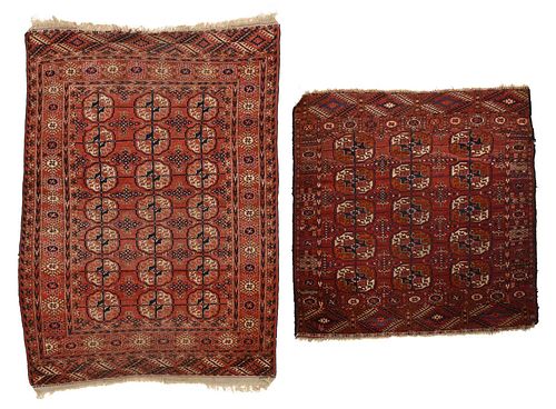 TWO TURKMEN RUGS20th century pink 379ad3