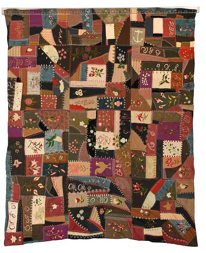 AMERICAN EMBROIDERED CRAZY QUILTlate 379ae8