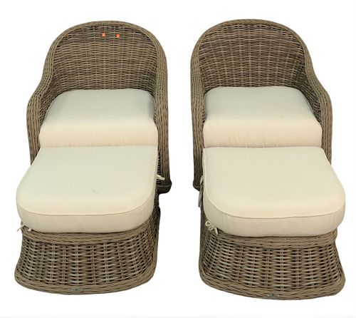 GLOSTER PAIR OF WOVEN SWIVEL ARMCHAIRS 379b10