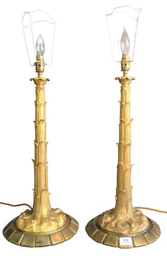 PAIR OF GILT BRONZE TABLE LAMPS  379b30