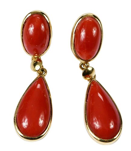 18KT CORAL EARRINGSeach with one 379b6a
