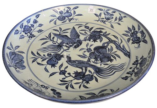 LARGE CHINESE MING STYLE BLUE AND
