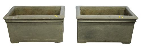 PAIR OF LARGE RECTANGLE CAST CEMENT 379b87