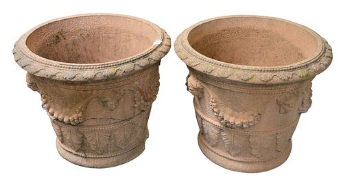 PAIR OF H G C RED CAST PLANTERS  379b91