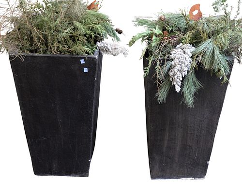 SET OF FOUR RESIN SQUARE PLANTERS,