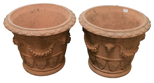 PAIR OF H G C RED CAST PLANTERS  379b8f