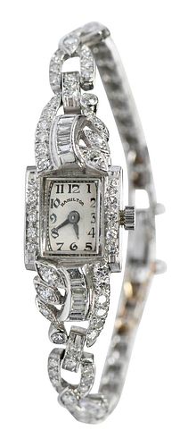 HAMILTON PLATINUM AND DIAMOND WATCH14 379b9f