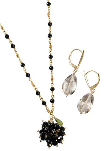 GOLD GEMSTONE NECKLACE AND EARRINGSnecklace  379bad