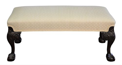 CHIPPENDALE STYLE UPHOLSTERED BENCH  379bbc