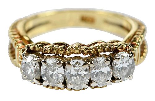 18KT. DIAMOND RINGfive oval cut