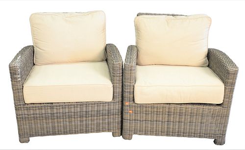 PAIR OF WOVEN PATIO ARMCHAIRS WITH 379bcf