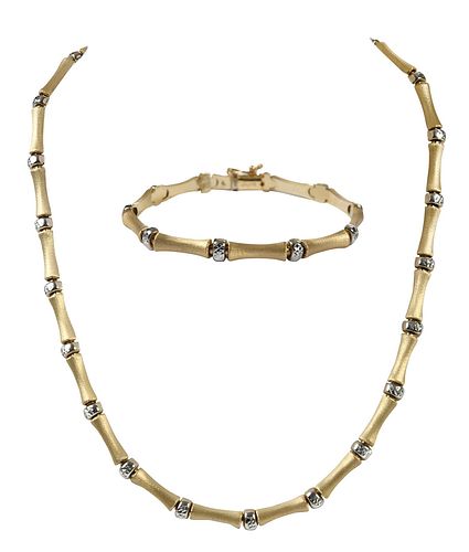 14KT NECKLACE AND BRACELET SETtwo tone 379bea