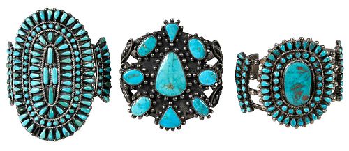 THREE SOUTHWESTERN SILVER TURQUOISE 379bf8