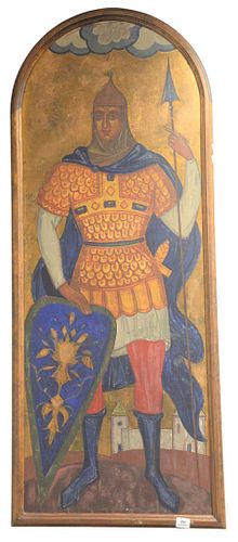 LARGE PAINTING OF A KNIGHT HAVING 379c02