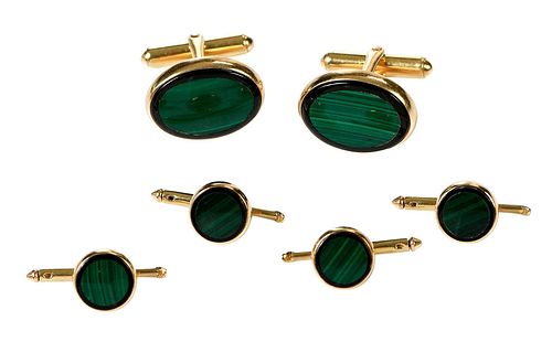 14KT MALACHITE DRESS SETfour studs  379c13