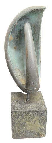 BRONZE ORGANIC SCULPTURE ON STONE 379c22