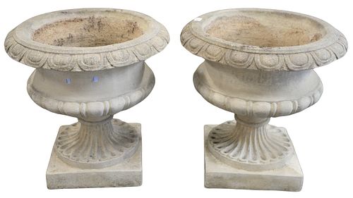 PAIR OF LARGE CEMENT URNS OR OUTDOOR