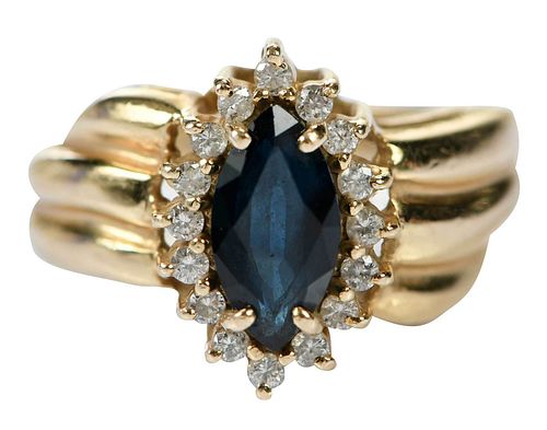 14KT. SAPPHIRE AND DIAMOND RINGone