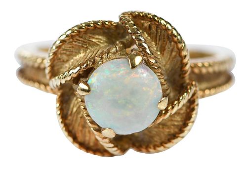 18KT OPAL RINGone round opal cabochon 379c8e