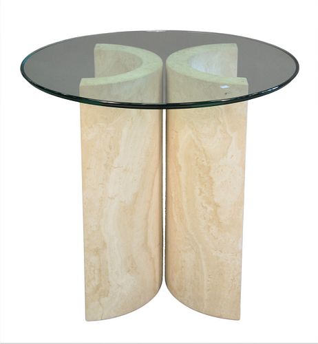 CONTEMPORARY ROUND GLASS TOP TABLE