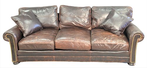 LEATHER UPHOLSTERED SOFA LENGTH 379cac