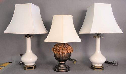 FIVE TABLE LAMPS TO INCLUDE A PAIR